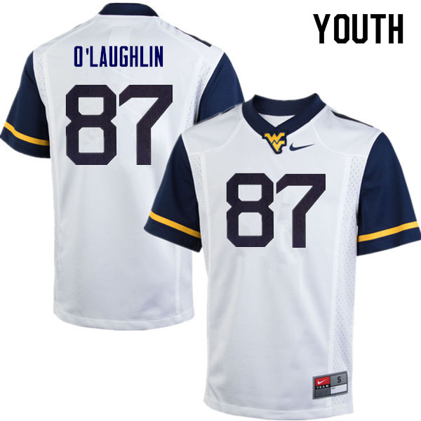 Youth #87 Mike O'Laughlin West Virginia Mountaineers College Football Jerseys Sale-White - Click Image to Close
